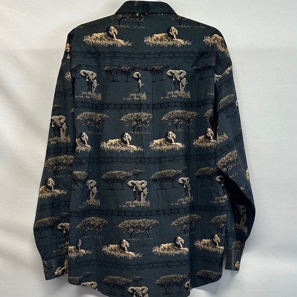 NWT Vintage North River Crossings Safari Print Flannel Shirt Elephants Lions L - Picture 5 of 5